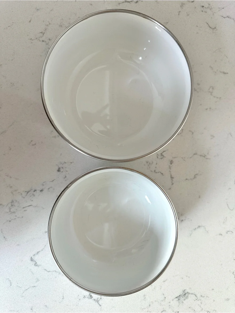Vintage Mikasa Metal Bowls Set of 2 | Pink Floral Enamel Bowls
